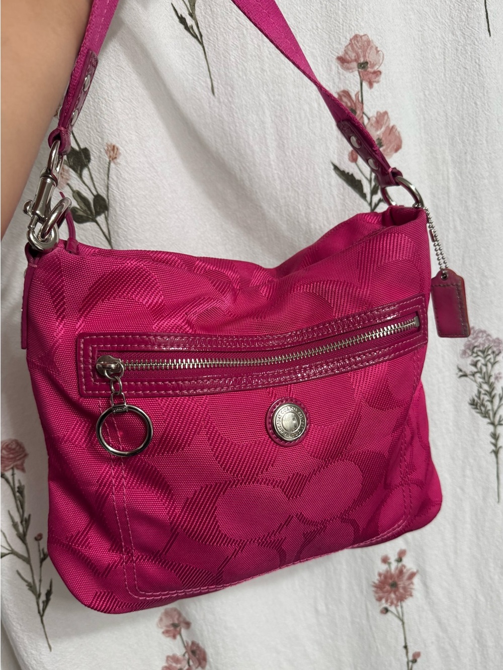 Coach Pink Signature Jacquard y2k Vintage Crossbody Bag